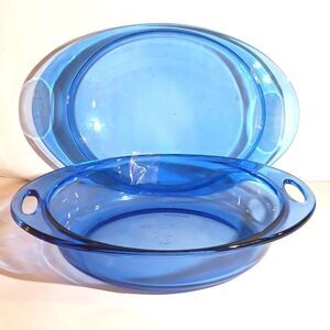 Vintage Anchor Hocking Cobalt Blue 2 QT Glass  Covered Casserole Baking …